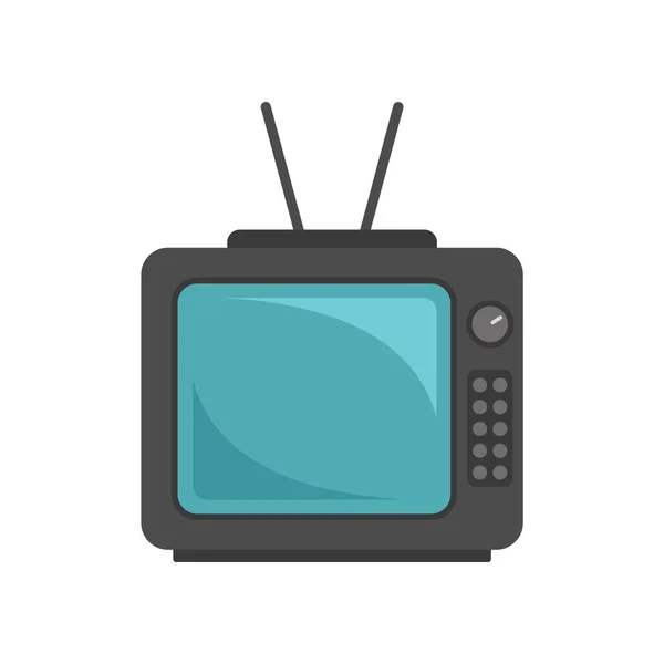 Old tv set icon flat isolated vector — Stock Vector