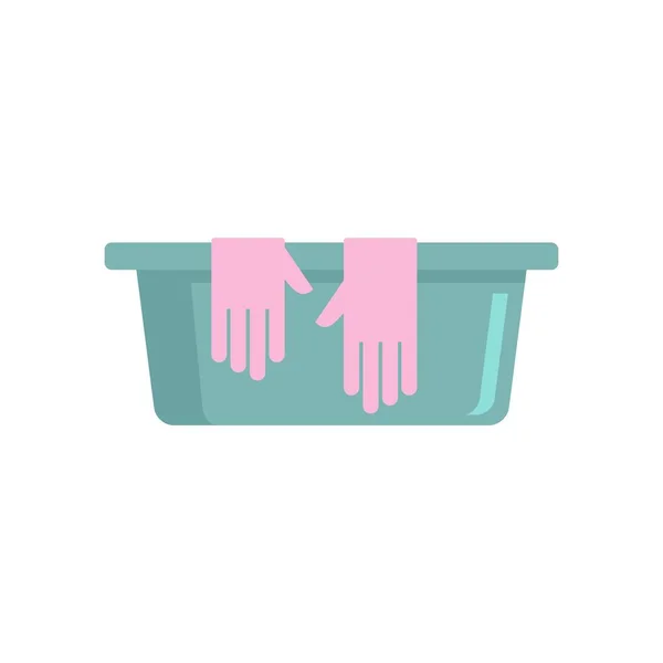 Cleaning basin gloves icon flat isolated vector — Stockvector