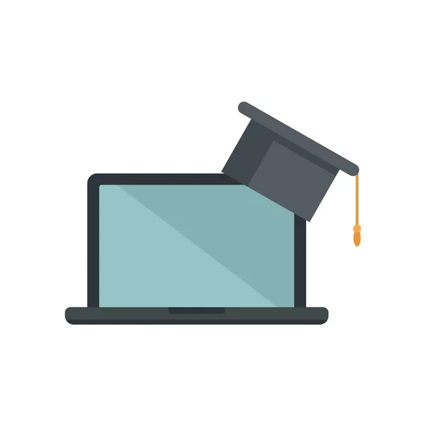 Laptop online learning icon flat isolated vector — 스톡 벡터