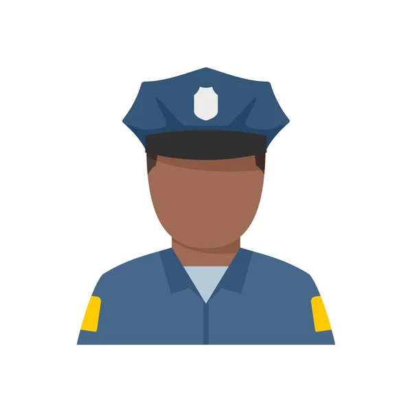 Afro americano policía icono plano aislado vector — Archivo Imágenes Vectoriales