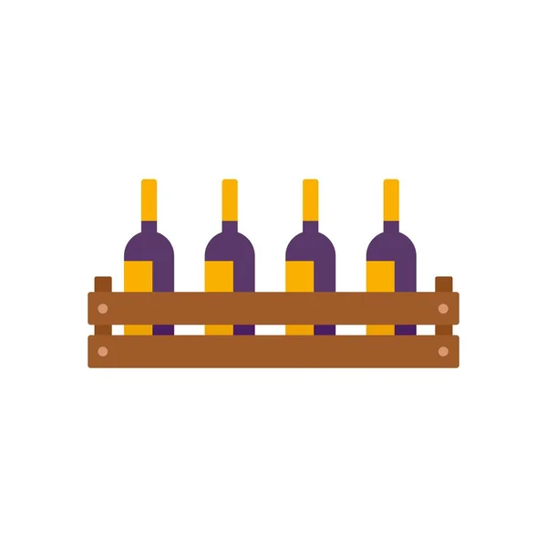 Wine bottle wood box icon flat isolated vector — ストックベクタ