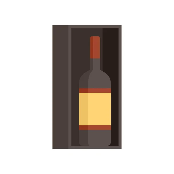 Δώρο μπουκάλι κρασί εικονίδιο επίπεδη απομονωμένη διάνυσμα — Διανυσματικό Αρχείο