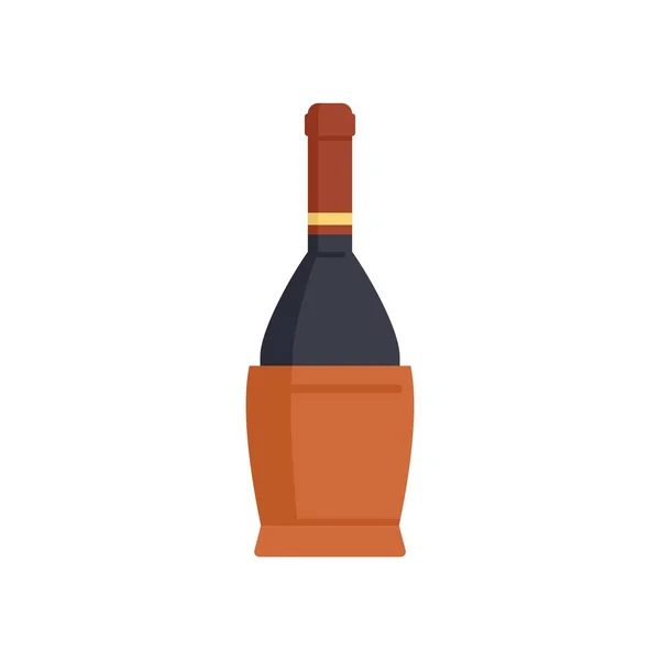 Γαλλική μπουκάλι κρασί εικονίδιο επίπεδη απομονωμένο φορέα — Διανυσματικό Αρχείο