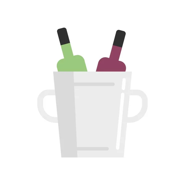 Wine bottles ice box icon flat isolated vector — 스톡 벡터