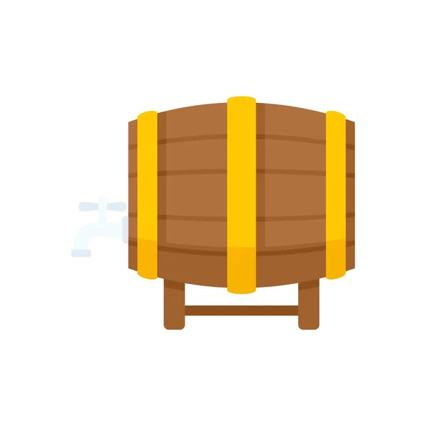 Wine barrel icon flat isolated vector — 스톡 벡터