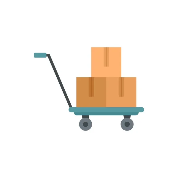 Parcel cart icon flat isolated vector - Stok Vektor