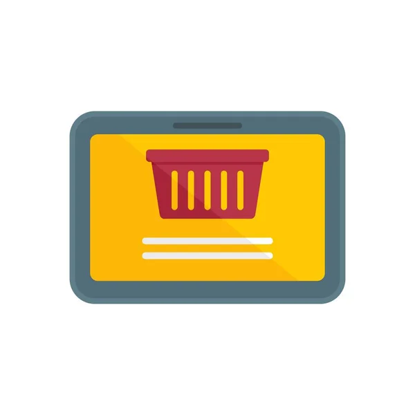 Shop tablet basket icon flat isolated vector — Vettoriale Stock