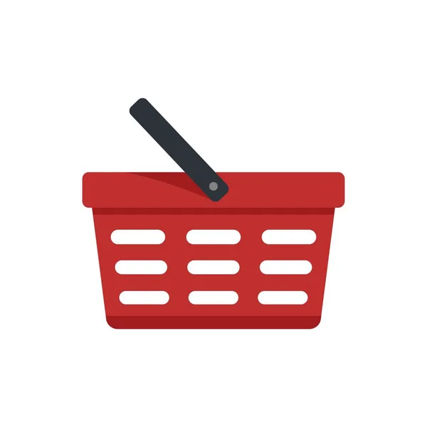 Red shop basket icon flat isolated vector — Stockvektor