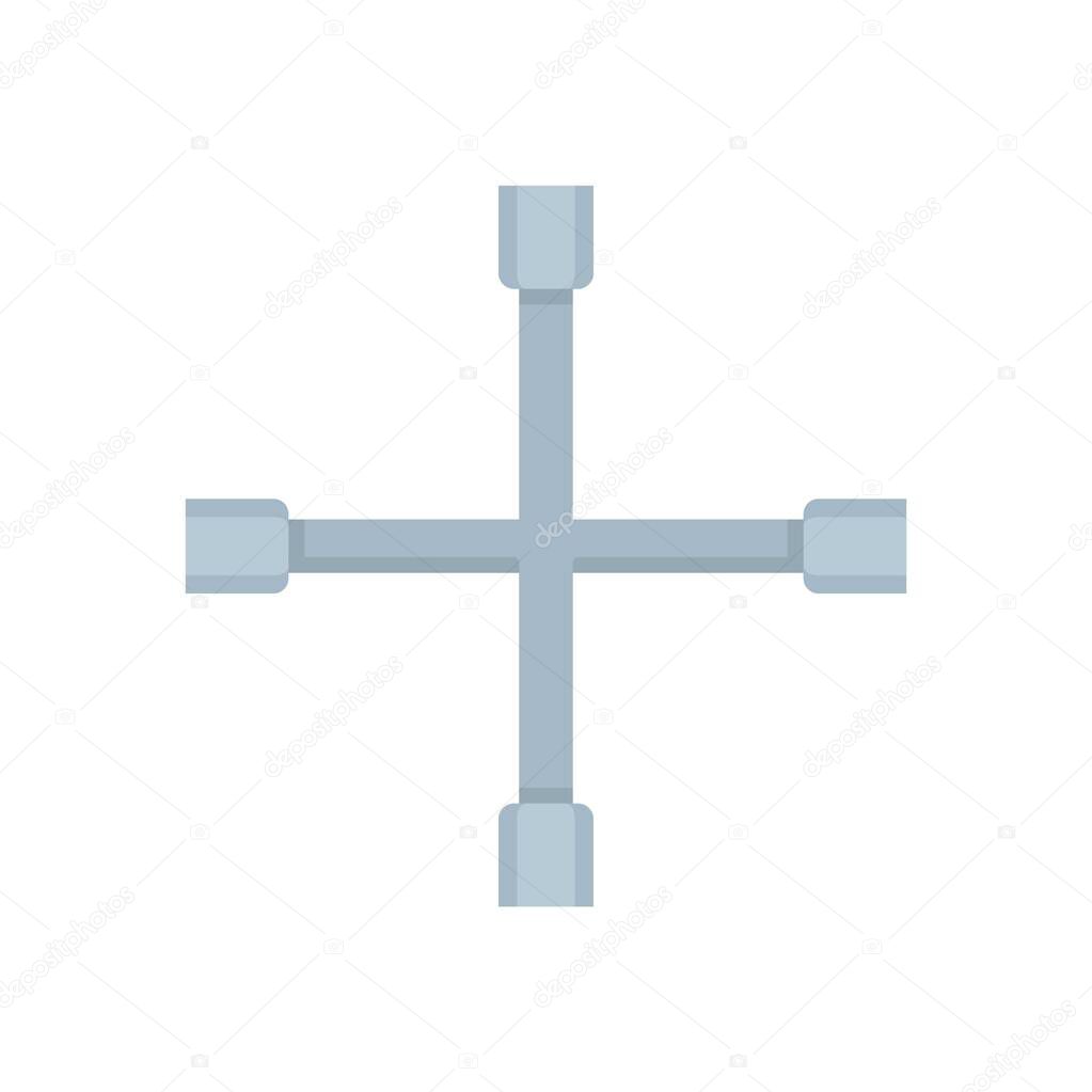 Cross tire key icon flat isolated vector