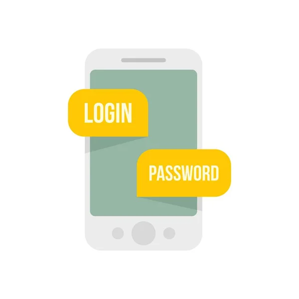 Phone login authentication icon flat isolated vector — Stockvektor