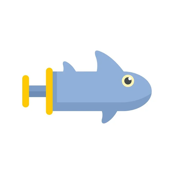 Pistola de agua tiburón icono plano aislado vector — Vector de stock