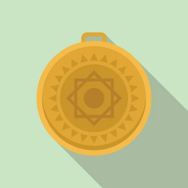 Gold amulet icon flat vector. Magic religion — Archivo Imágenes Vectoriales