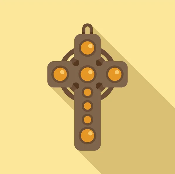 Cross amulet icon flat vector. Magic ox —  Vetores de Stock