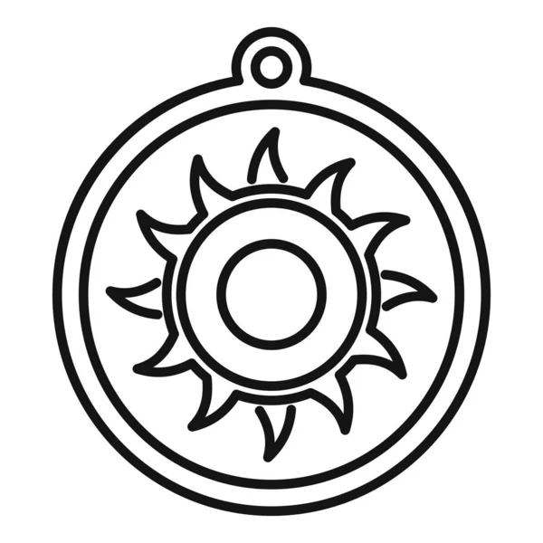 Místico sol amuleto icono contorno vector. Amuleto vikingo — Vector de stock