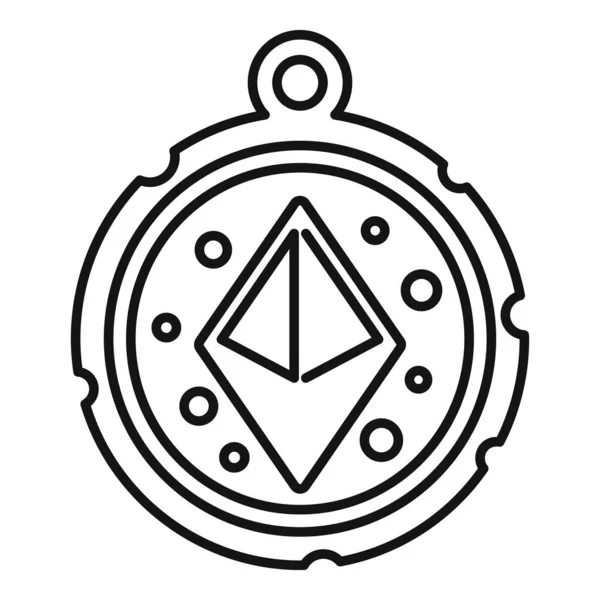 Fortuna amuleto icono contorno vector. Hamsa de cuentas — Vector de stock