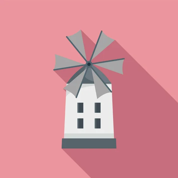 Greek windmill icon flat vector. Greece island — Vector de stock
