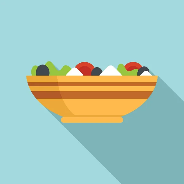 Greek salad icon flat vector. Food bowl — Stock Vector
