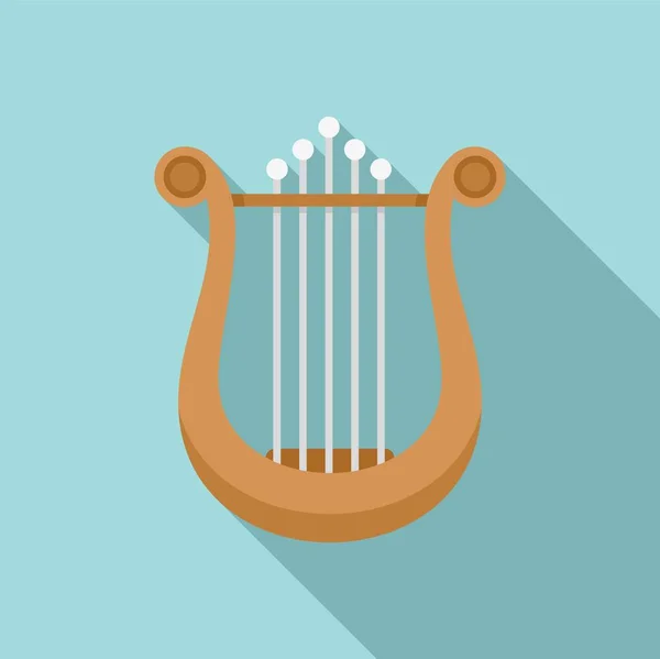Greek harp icon flat vector. Lyre music — Wektor stockowy