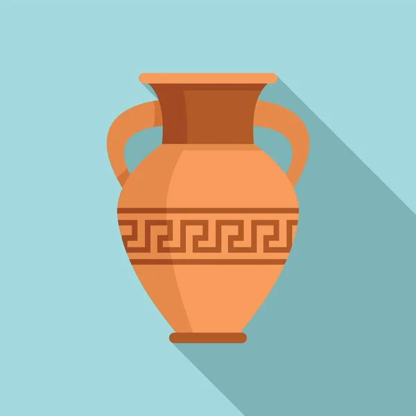 Greek vase icon flat vector. Ancient pottery — Vettoriale Stock