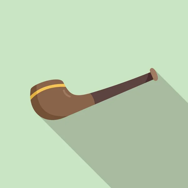 Smoke pipe icon flat vector. Old wood — Vettoriale Stock