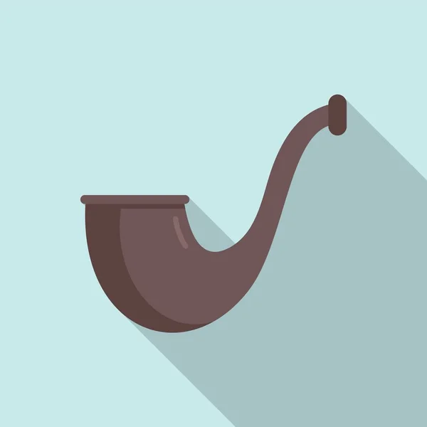 Engraved smoke pipe icon flat vector. Smoking art — Vector de stock