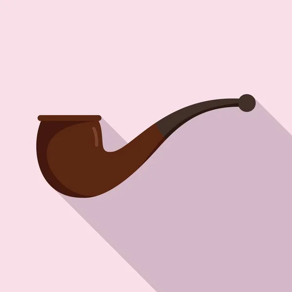 Detective smoke pipe icon flat vector. Old tobacco — Stock Vector