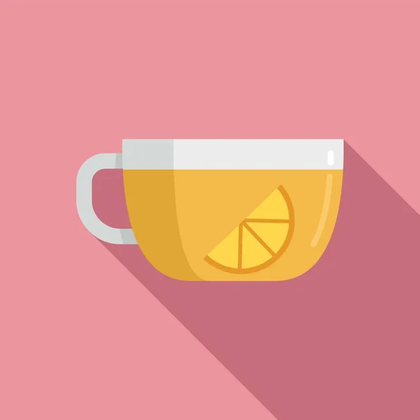 Lemon tea cup icon flat vector. Hot drink — Archivo Imágenes Vectoriales