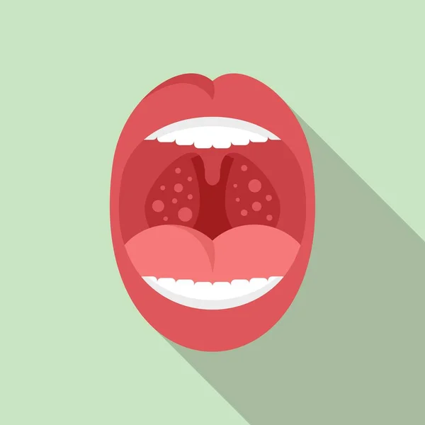 Mouth tonsillitis icon flat vector. Tonsil anatomy — Image vectorielle