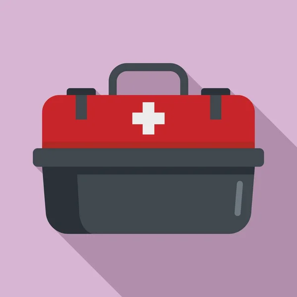 Ícone de caixa de kit de primeiros socorros vetor plano. Emergência médica — Vetor de Stock
