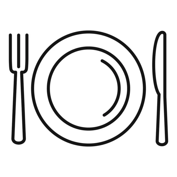 Fork plate icon outline vector. Oběd jídla — Stockový vektor