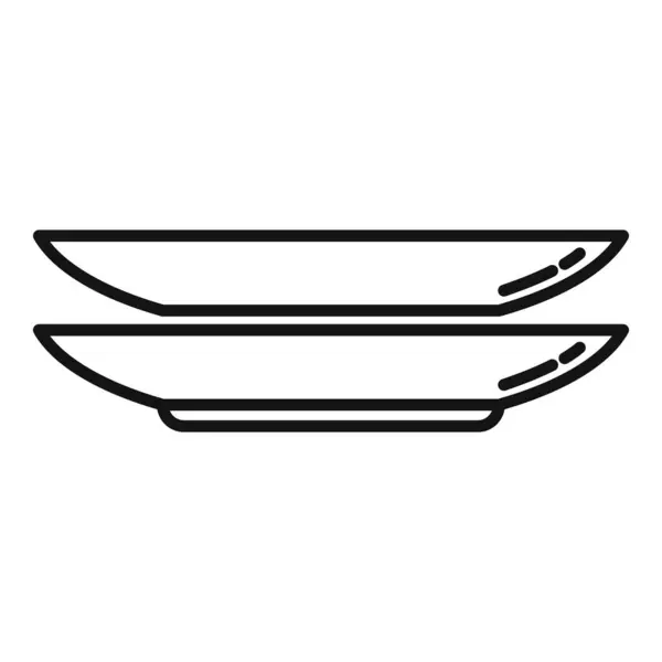 Placa de plato icono contorno vector. Comida para cenar — Archivo Imágenes Vectoriales
