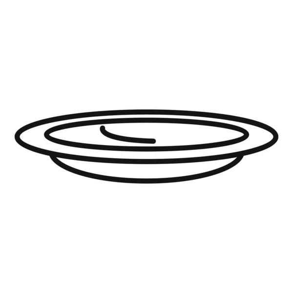 Vecteur de contour d'icône de plaque de repas. Assiette — Image vectorielle