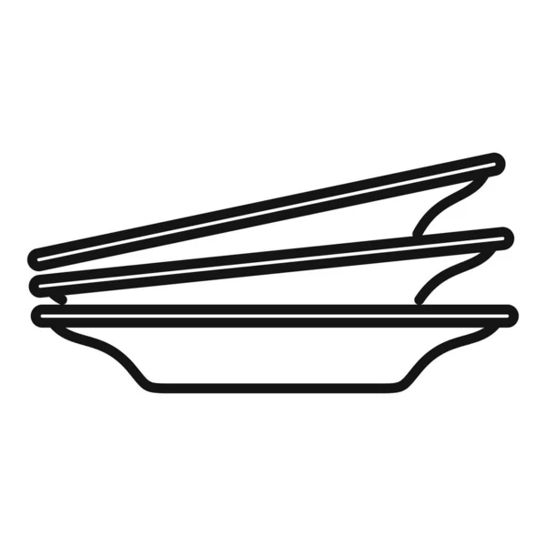 Вектор контура иконки фарфора. Блюда — стоковый вектор