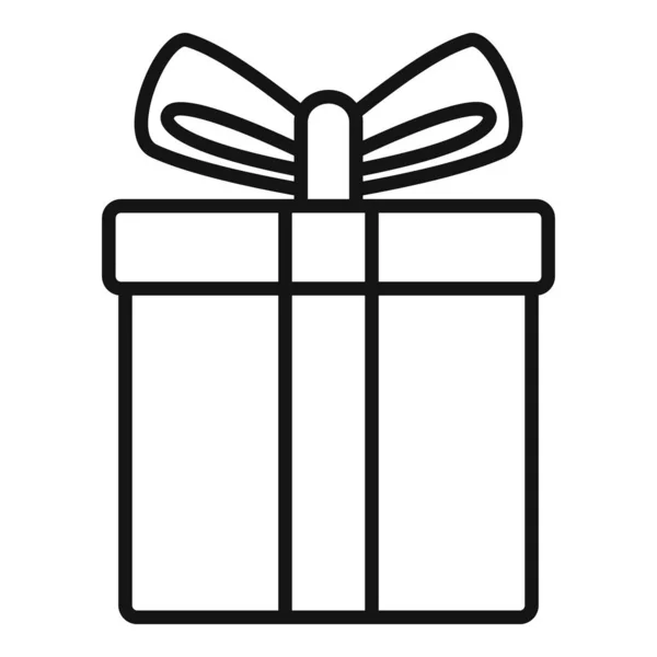 Icono caja regalo contorno vector. Paquete de entrega — Vector de stock