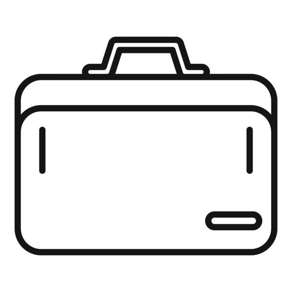 Portatile icona valigetta vettore contorno. Borsa valigia — Vettoriale Stock