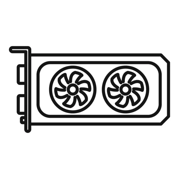 Cpu video card icon outline vector. Gpu fan — Stock Vector