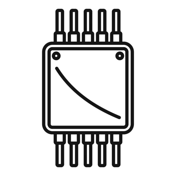 Procesador icono de circuito contorno vector. Chip cpu — Archivo Imágenes Vectoriales