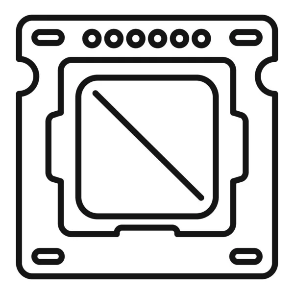 Procesador icono de la tecnología contorno vector. Circuito de Cpu — Archivo Imágenes Vectoriales