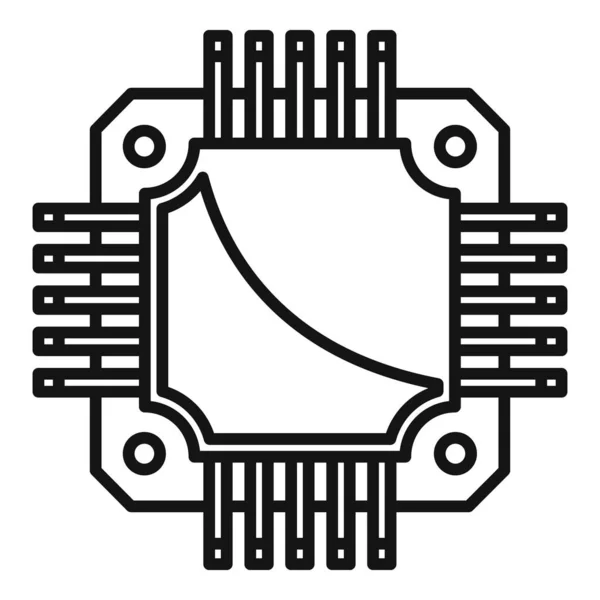 电路板图标轮廓矢量.数字微晶片 — 图库矢量图片