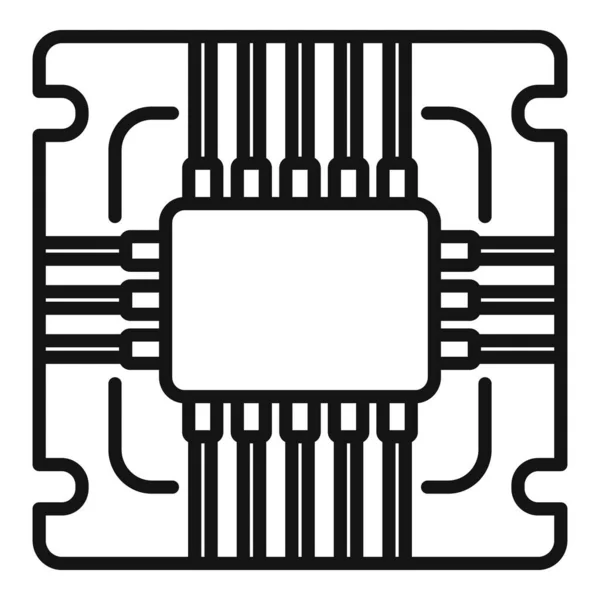 Matériel icône cpu contour vecteur. Circuit à puce — Image vectorielle