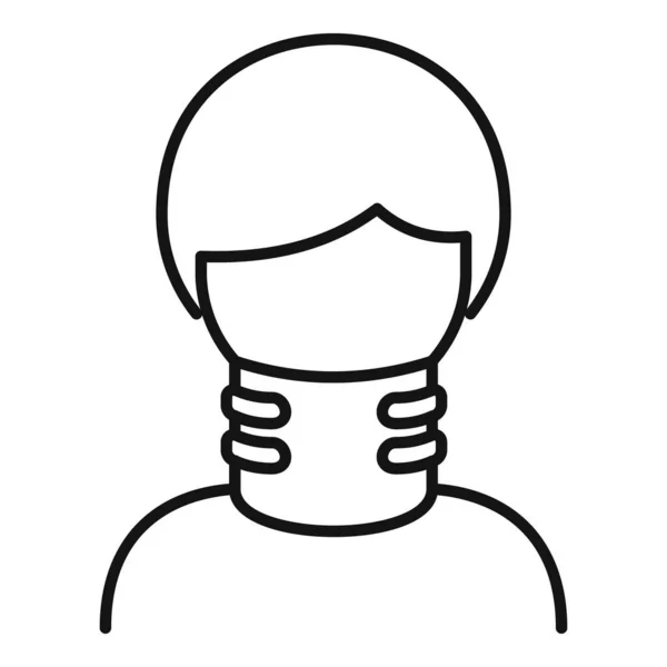 Neck bandage 아이콘 윤곽 벡터. 사고 로인 한 골절 — 스톡 벡터