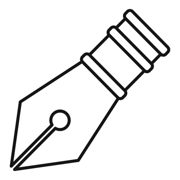 Icono de plumín de oro contorno vector. Herramienta de tinta — Vector de stock