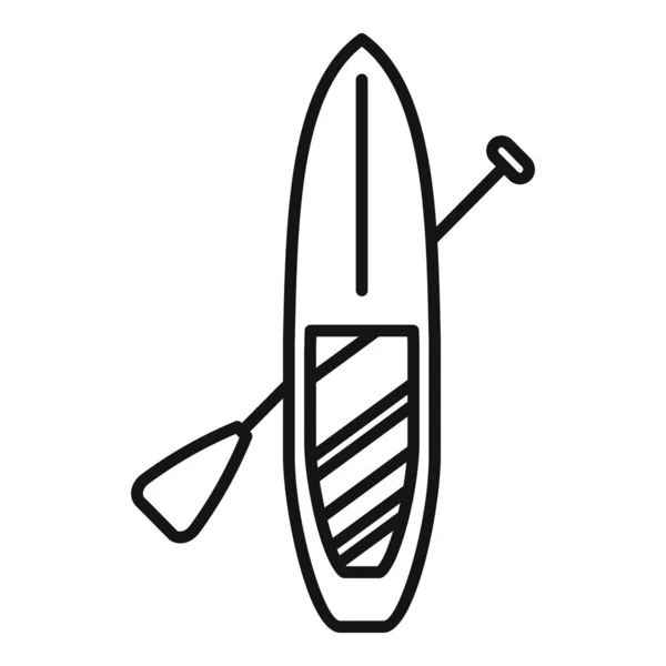 Вектор контура иконки речной доски. Surf stand up — стоковый вектор