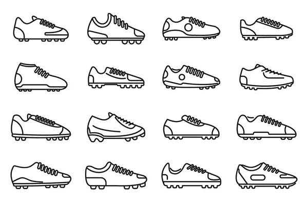 Football boots icons set outline vector. Soccer boot — Stock Vector