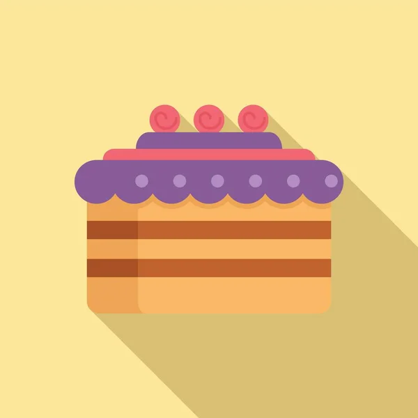 Chocolate cake icon flat vector. Happy birthday — Stock Vector