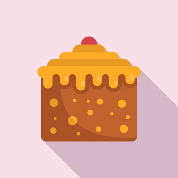 Pastel de panadería icono vector plano. Crema dulce — Vector de stock