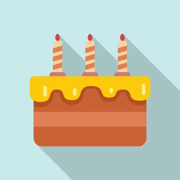 Cherry cake icon flat vector. Happy anniversary — Stock Vector