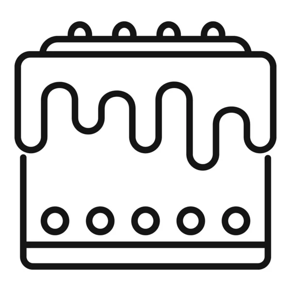 Partita icona torta contorno vettore. Anniversario di compleanno — Vettoriale Stock