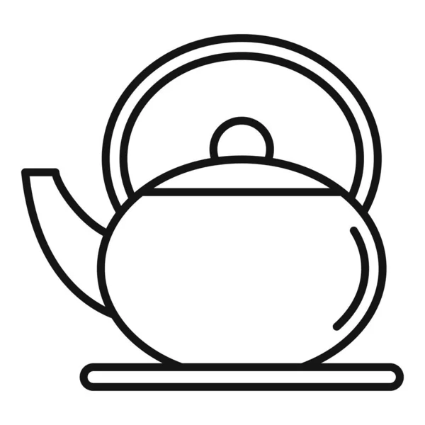 Antiguo icono de la olla de té contorno vector. Taza de bebida — Archivo Imágenes Vectoriales