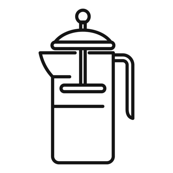 Tea press pot icon outline vector. Drink water — Stock Vector
